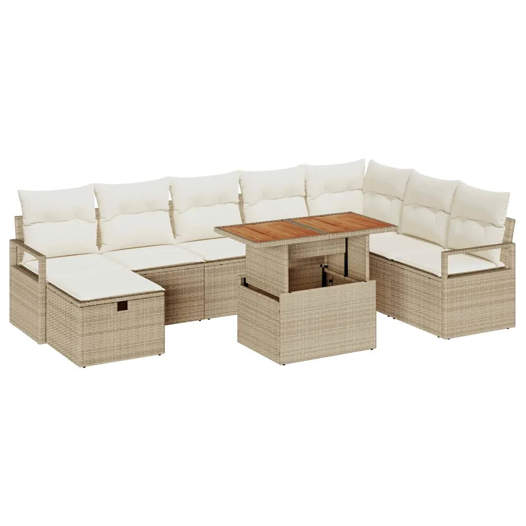 Set Divano da Giardino 9 pcs Beige polyrattan 3361344