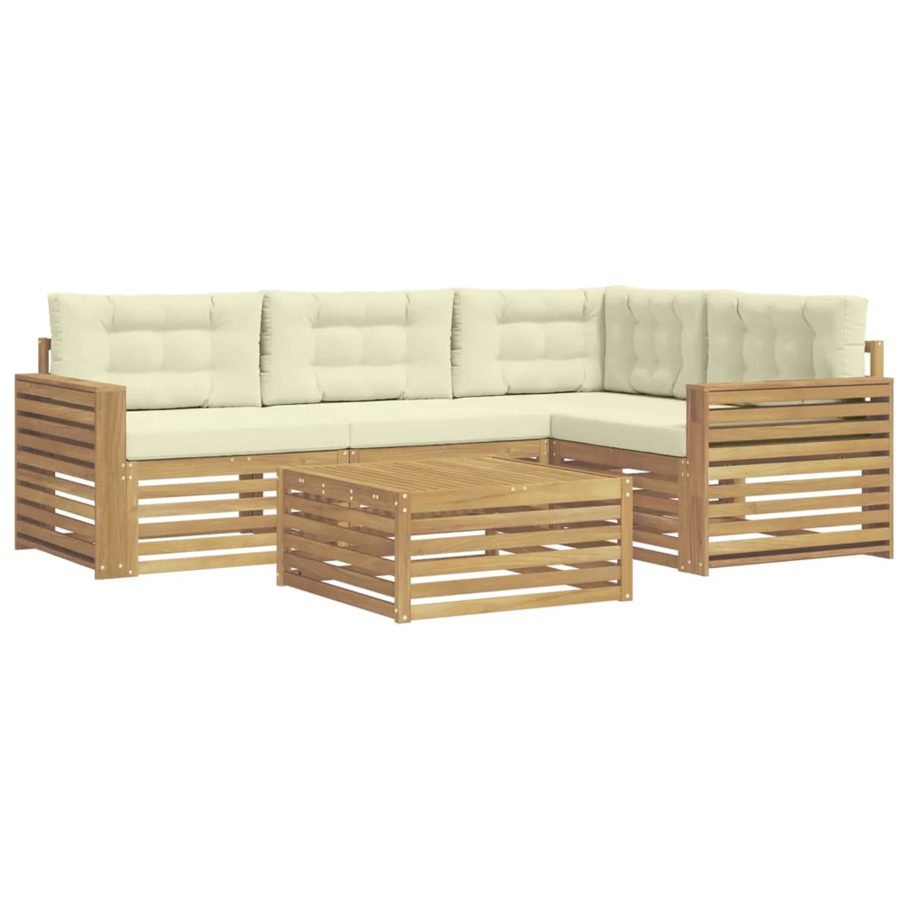 Set di divani da esterno 5 pz Bianco e Crema Poliestere 3390450
