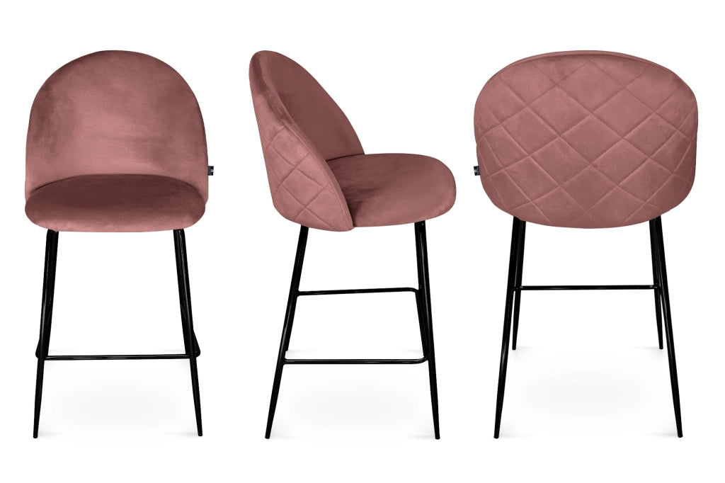 Sgabello cucina imbottito, sgabello alto in velluto rosso mattone piede nero – Nicole - SG36NIPN