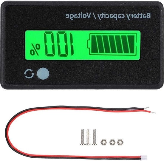 Indicatore della capacità batterica PCB con luce di allarme e monitor LCD per batterie 12-84V.