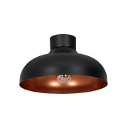 Plafoniera loft Basca nera interno rame E27 Luminex