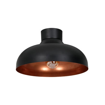 Plafoniera loft Basca nera interno rame E27 Luminex