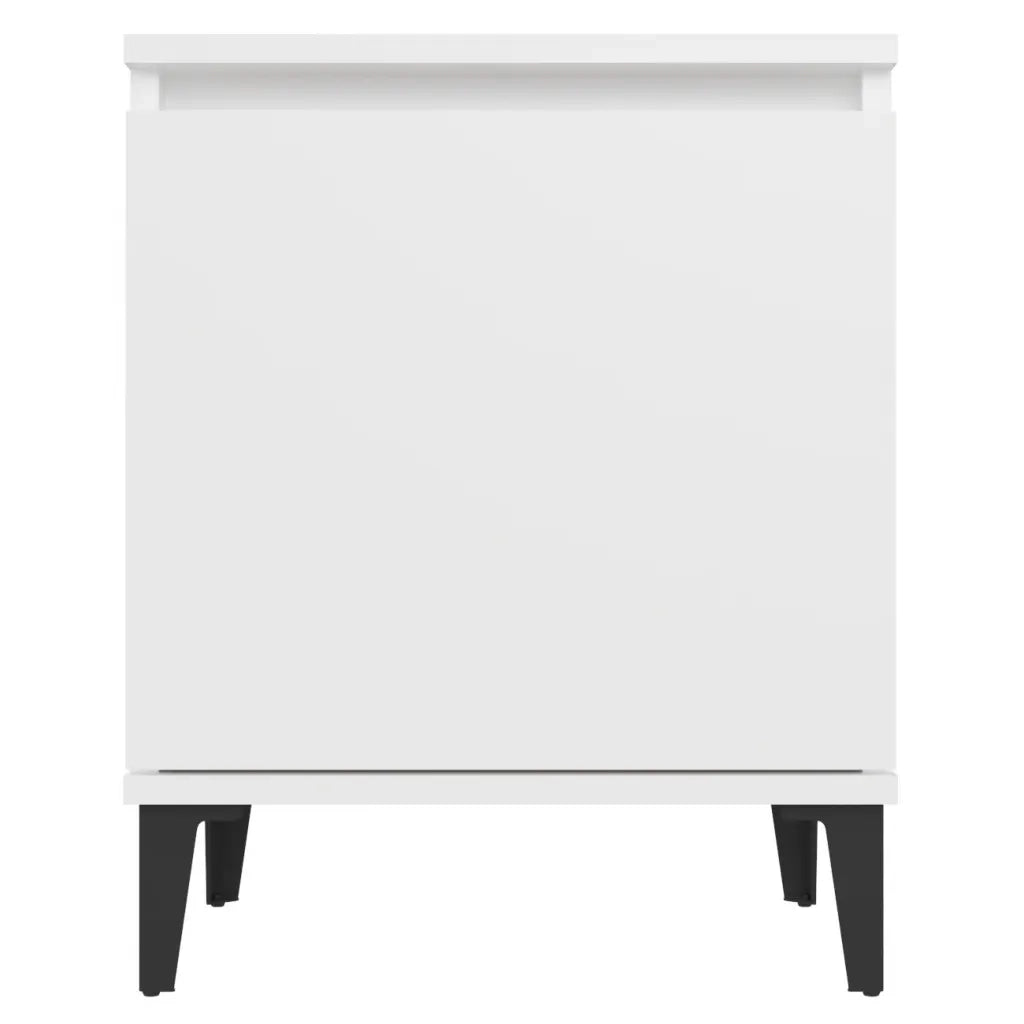 Comodino con Gambe in Metallo-Tavolino da notte Bianco 40x30x50 cm 601931