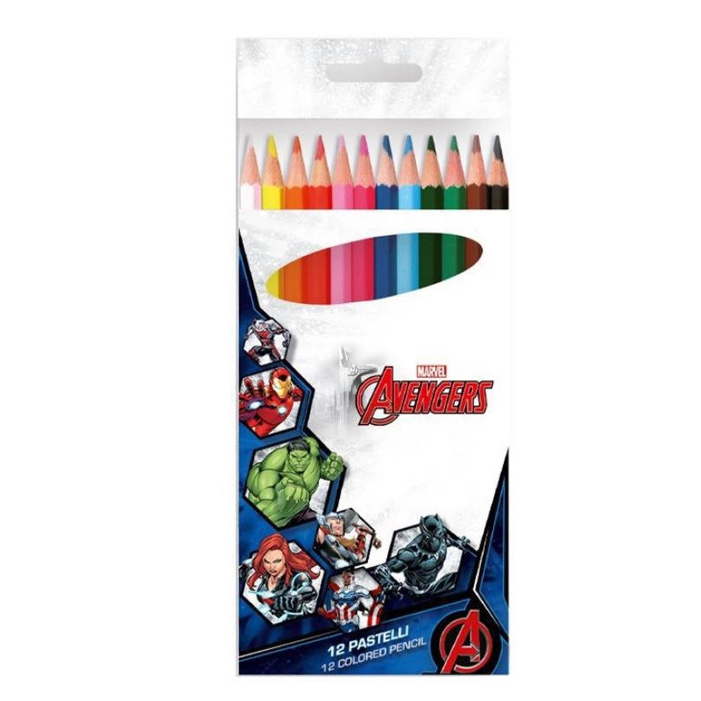 Trade Shop - Set 12 Pastelli Matite Colorate Colori Avengers Disegno Scuola Bambini Cancelleria 955654 -