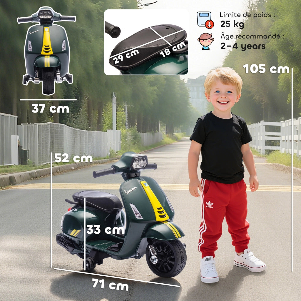 Moto Elettrica Bambini 6V ¨C Xylo ¨C Verde Scuro, 71x37x52 cm, 2-4 Anni