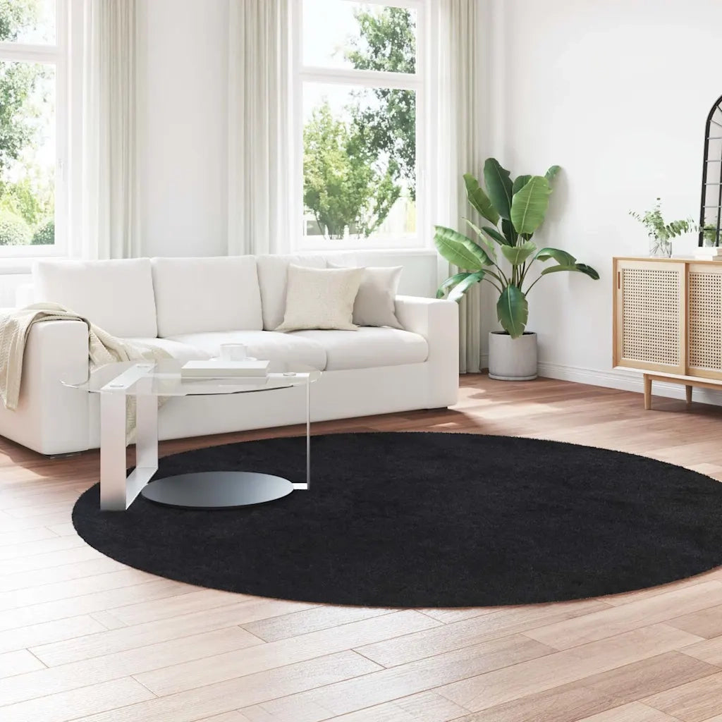 Tappeto Shaggy a Pelo Lungo NAVARRA Nero 240x240 cm poliestere 4102926