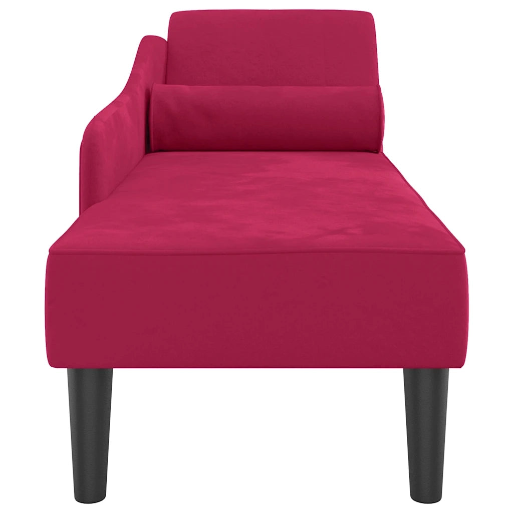 Chaise Lounge con Cuscini Rosso Vino in Velluto 4007592