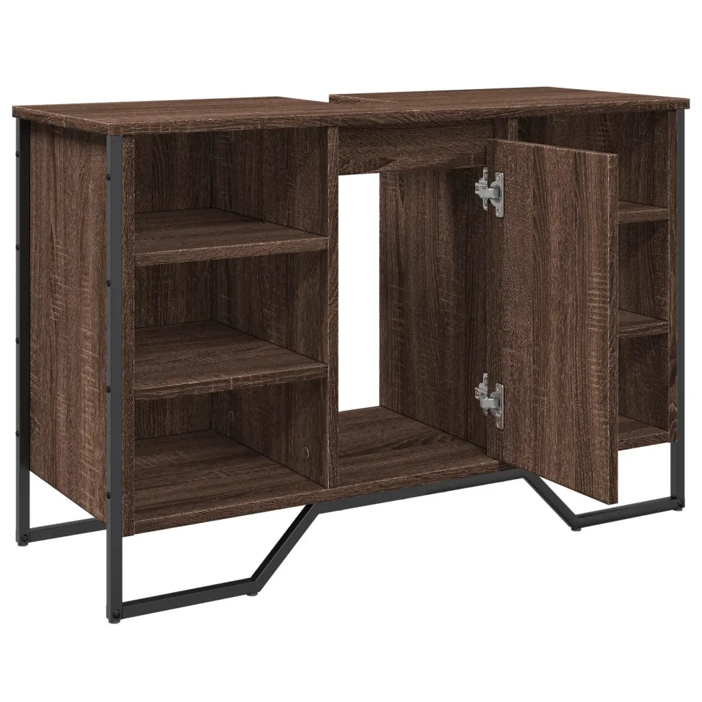 Mobile bagno moderno con vano contenitore 91 x 35 x 60 cm legno composito marrone 02_0049582