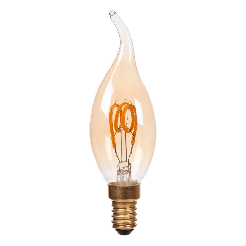 Lampadina LED filamento E14 ambra fiamma 3W Lucide