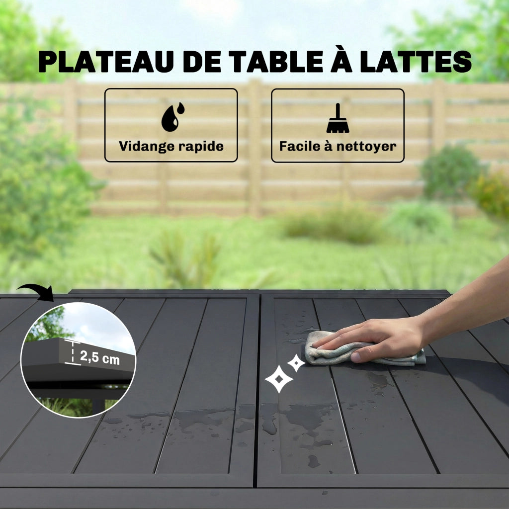 Tavolo da giardino allungabile 4-6 persone con prolunga auto-stoccata alluminio 80-160x80 cm ¨C Xylo ¨C Nero