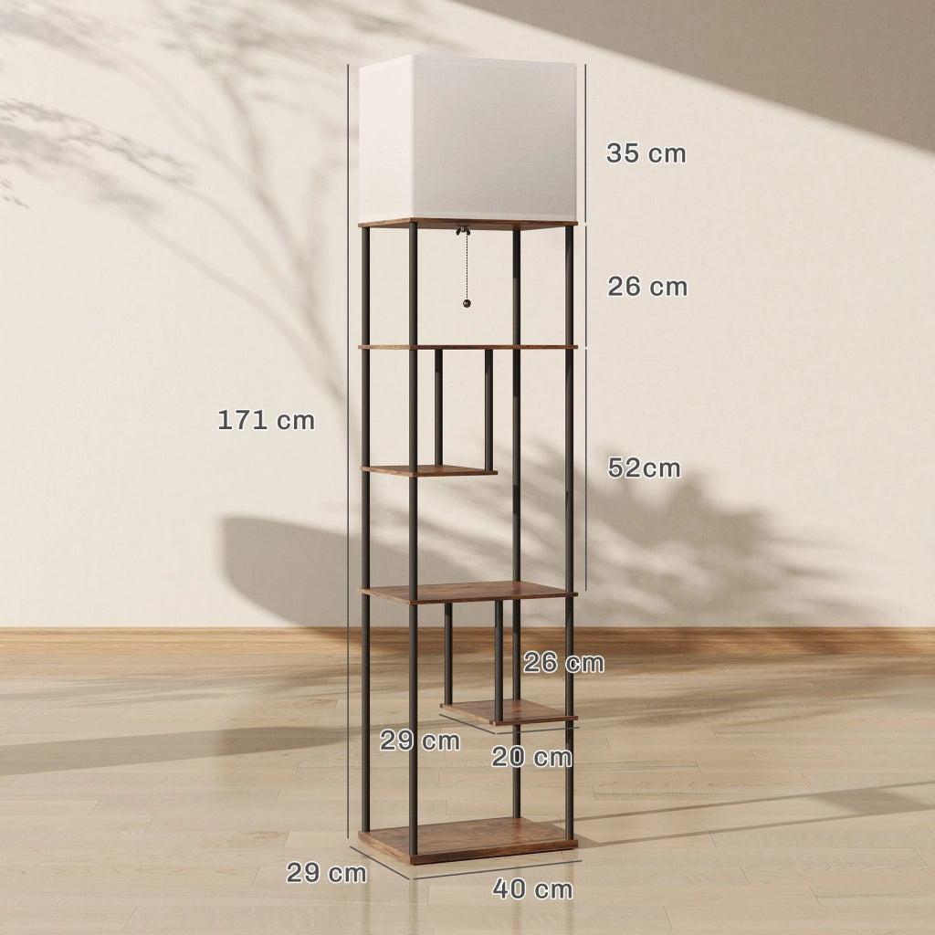 Lampada da terra con ripiani ¨C Zephmum ¨C Marrone 40x29x171 cm