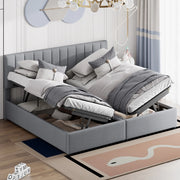 letto imbottito lino grigio 180 x 200 cm