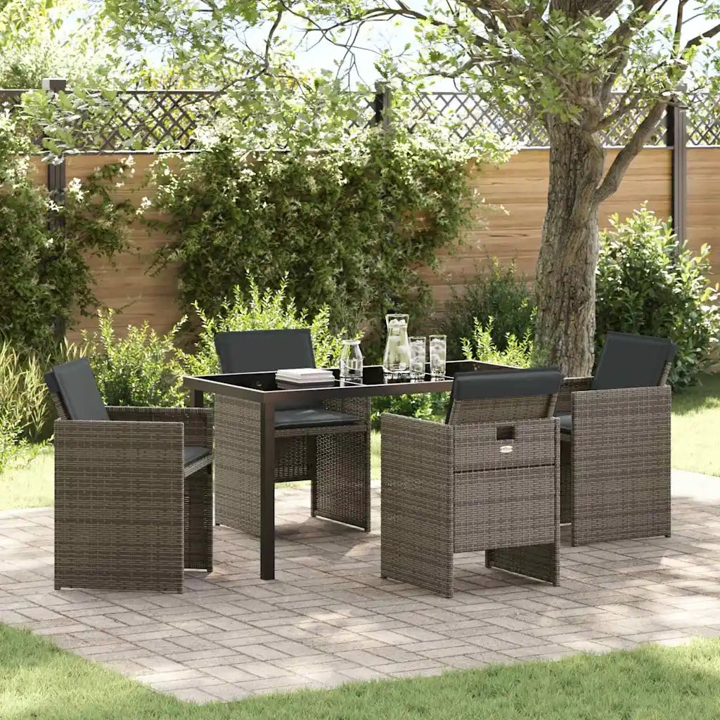 Set da Pranzo per Giardino con cuscino 5 pcs Grigio polyrattan 3379949