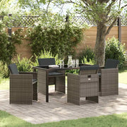 Set da Pranzo per Giardino con cuscino 5 pcs Grigio polyrattan 3379949