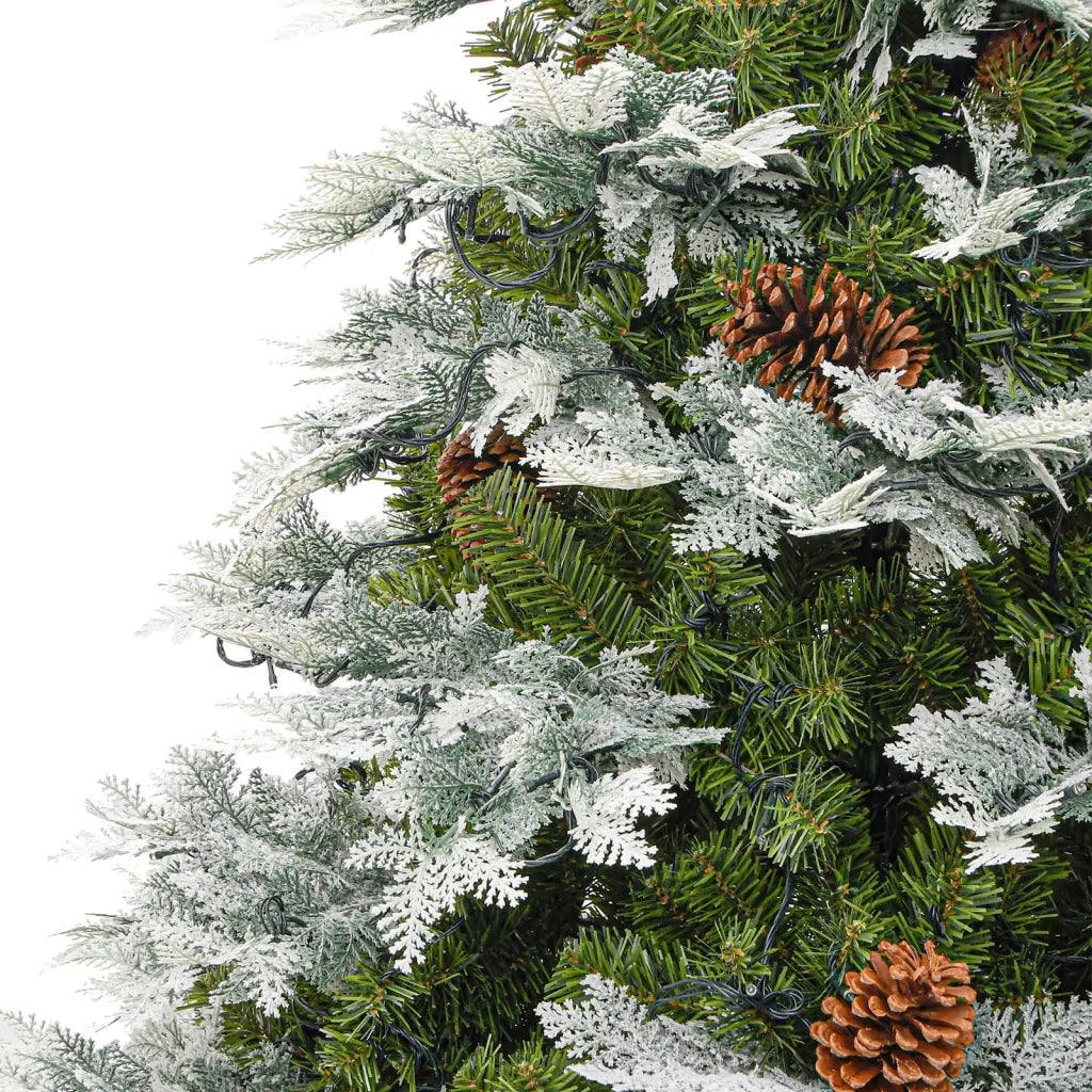 Albero di Natale Preilluminato con Pigne Verde 195 cm PVC e PE 344297