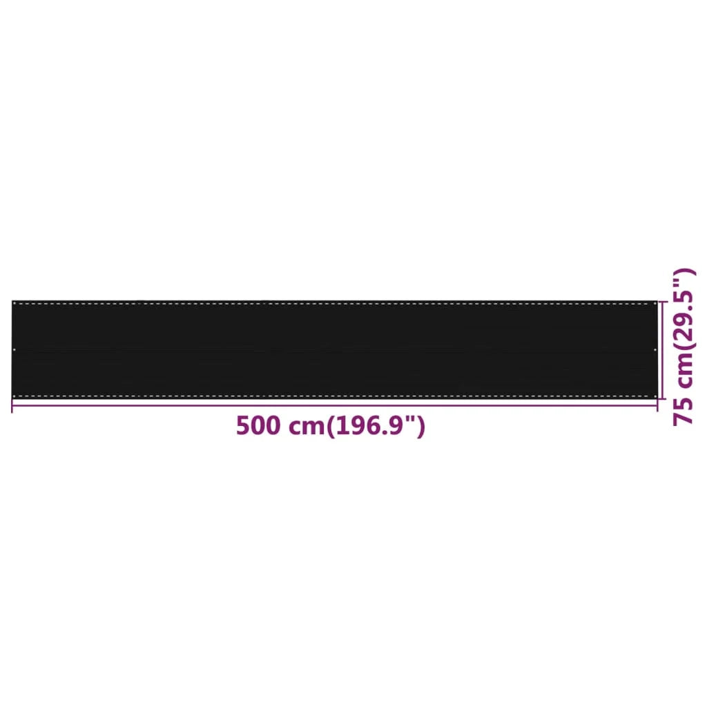Schermo per balcone schermo per la privacy 75 x 500 cm HDPE nero 02_0010272