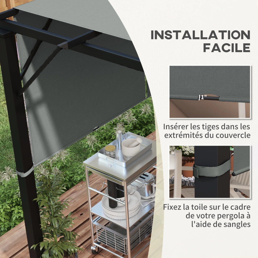 Telo di Ricambio per Pergola Retrattile ¨C Xylo ¨C 4,9x1,2m Poliestere UV Grigio Scuro