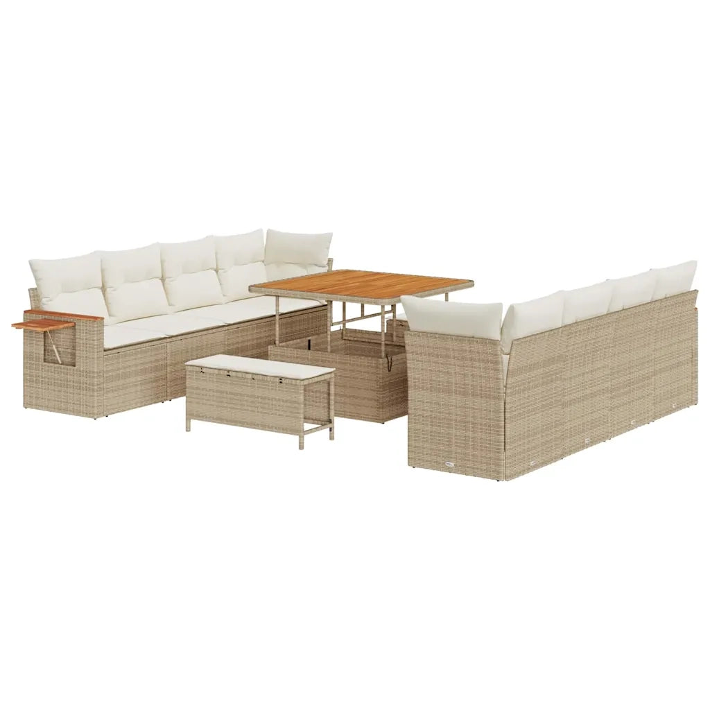 Set Divano da Giardino con cuscino 11 pcs Beige e Crema
