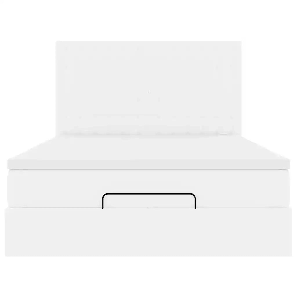 Struttura Letto Pouf con Materasso Bianco 140x190 cm Similpelle 3313002