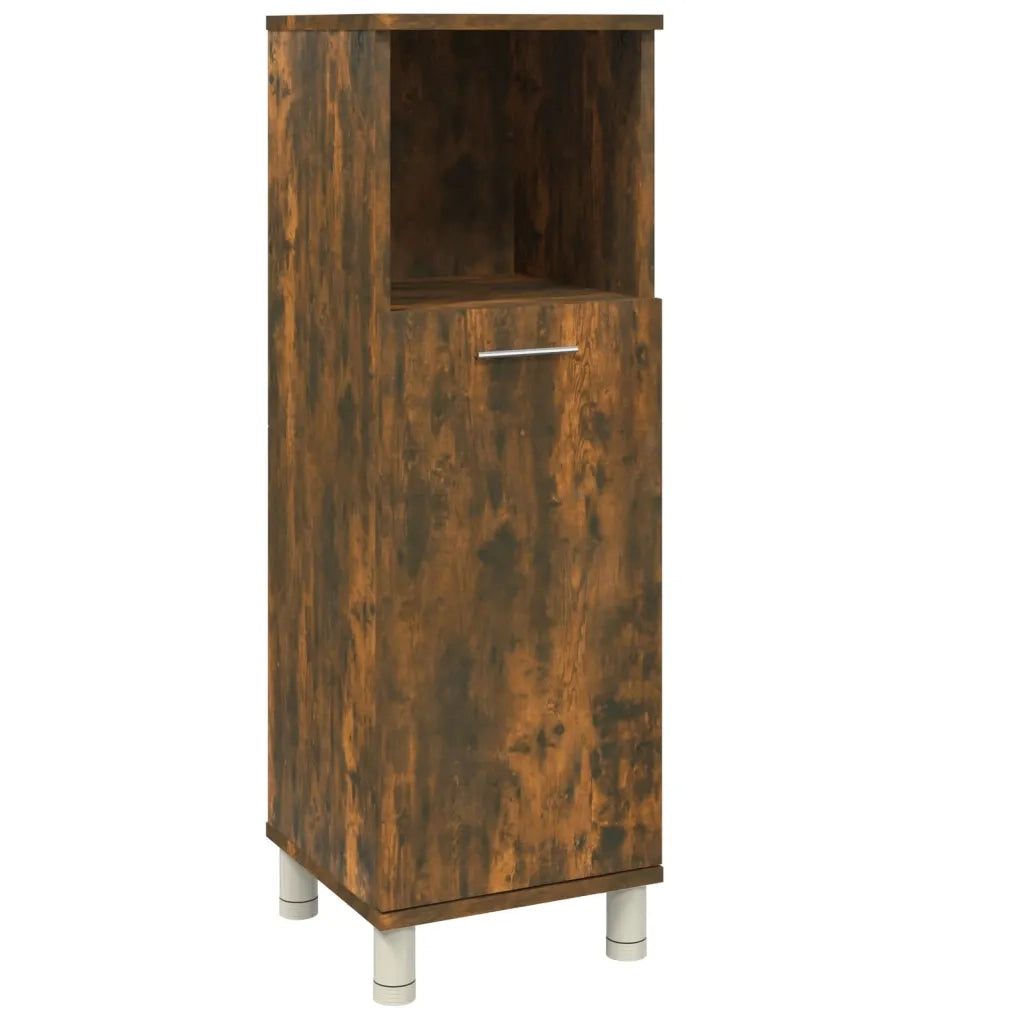 Armadietto Bagno Rovere Fumo 30x30x95 cm in Legno Multistrato 815606