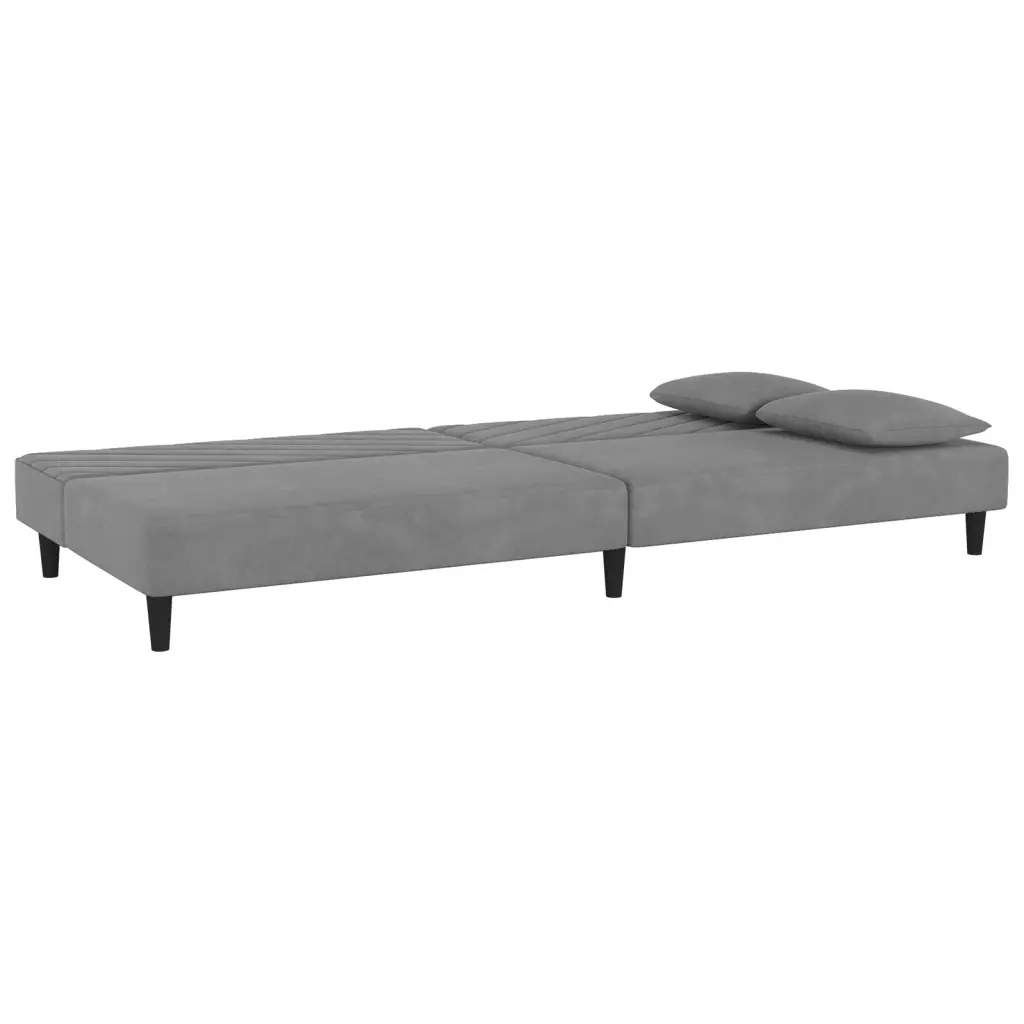 Divano letto | Sof¨¤ letto | Letto singolo a 2 Posti con 2 Cuscini Grigio Chiaro in Velluto