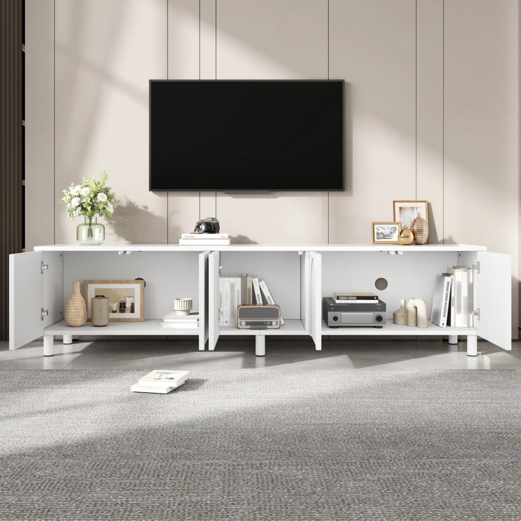 Lowboard TV bianco in MDF; lunghezza 180 cm