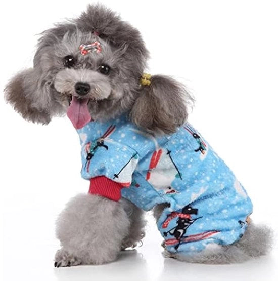 Abbigliamento per animali domestici invernali: camicia per cani a righe, pigiama per cani e onesie per gatti (L)
