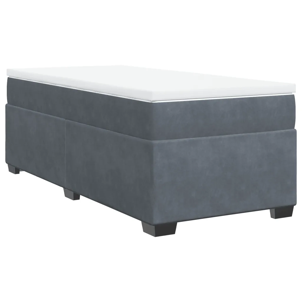 Giroletto a Molle con Materasso-Struttura Letto Grigio Scuro 90x190 cm Velluto 624284