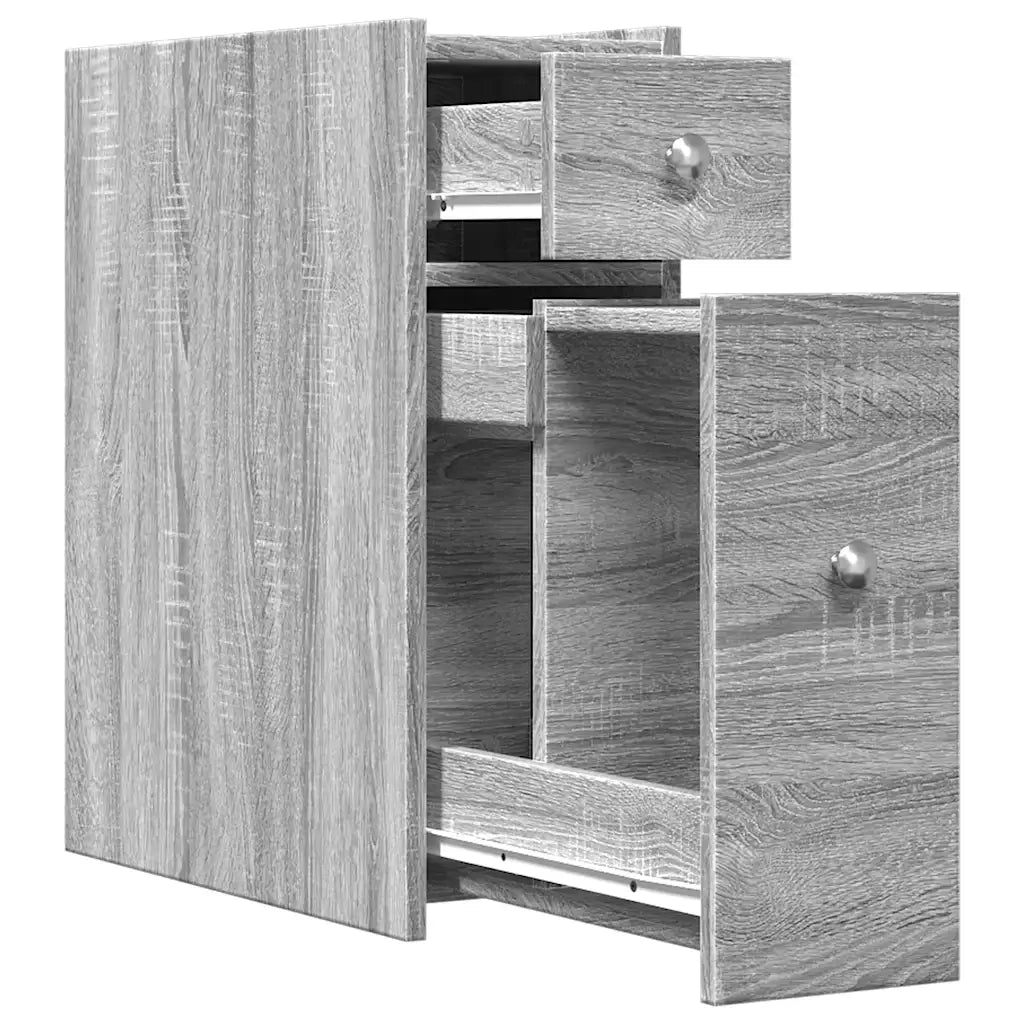 Armadietto da Bagno Stretto con Ruote Grigio Sonoma Truciolato 855291