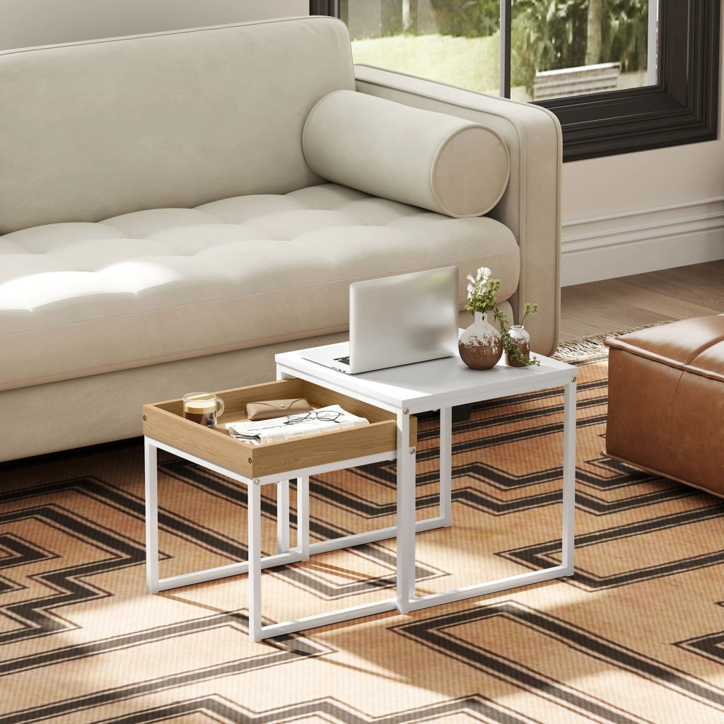 Tavolino da caff¨¨ ¨C Minimal ¨C MDF, metallo, bianco