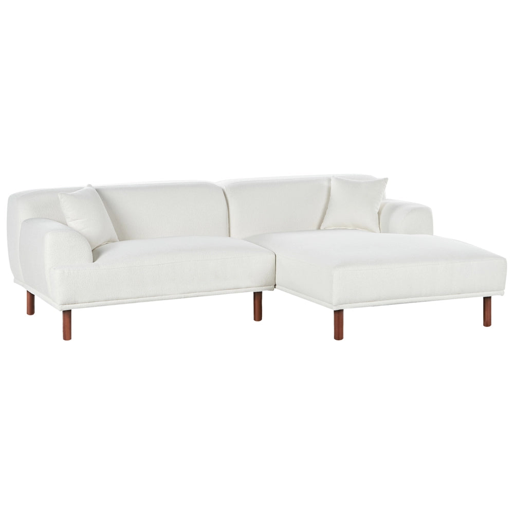Divano ad angolo sinistro in tessuto bianco lato sinistro stile minimalista