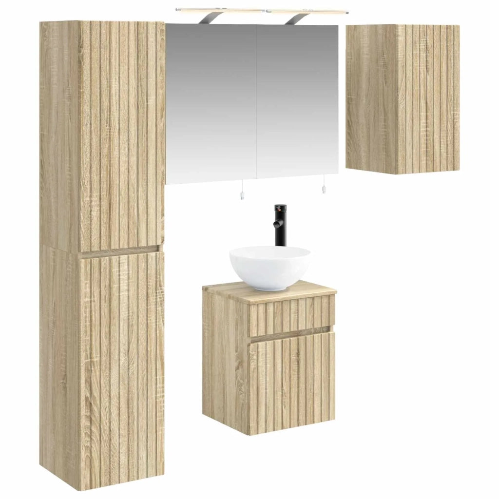Set di Armadi da Bagno 5 pz Rovere Sonoma Legno ingegnerizzato 3407337