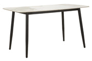 Tavolo da Pranzo Josh Modern 138x78x76 cm - Piano Effetto Marmo con Gambe in Metallo Nero - Tavolo da Interno per Zona Giorno