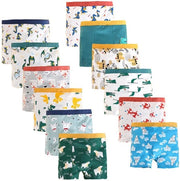 Calze da boxers 12 pezzi - Cotone - Ademabile - Idoneo per la pelle - Disegno Dinosauri/Orso Polare - Taglie 1-13 anni - Sottovestiti
