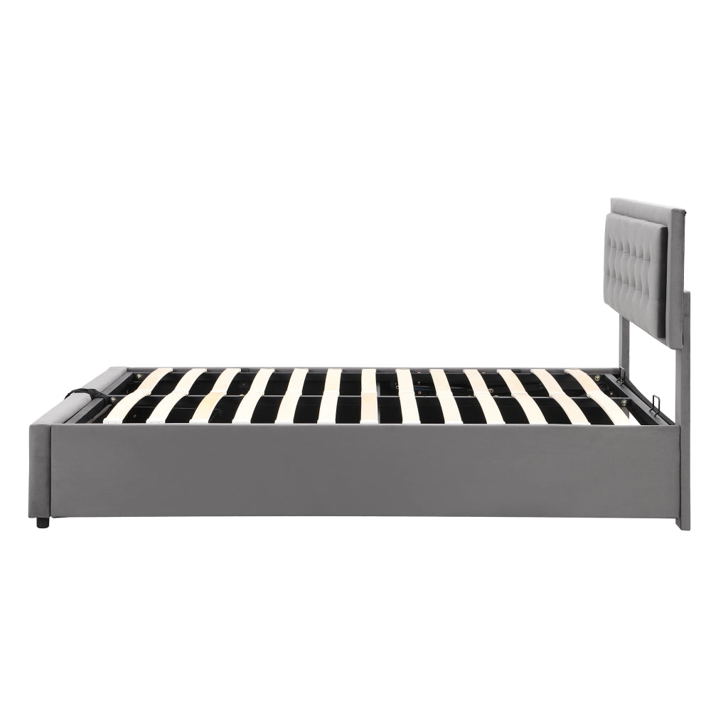 letto imbottito velluto grigio 140 x 190 cm