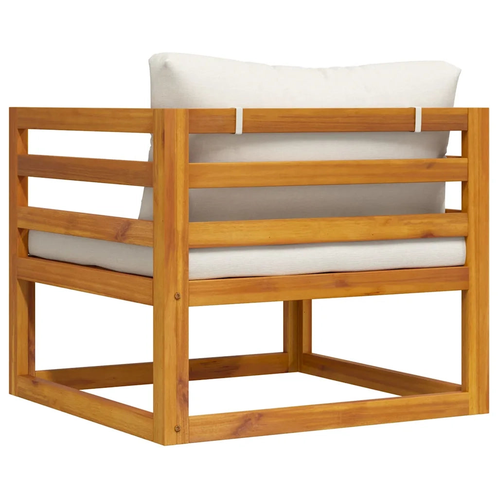 Sedia da patio-Sedia da Giardino con Cuscino Crema in Legno Massello di Acacia 350354