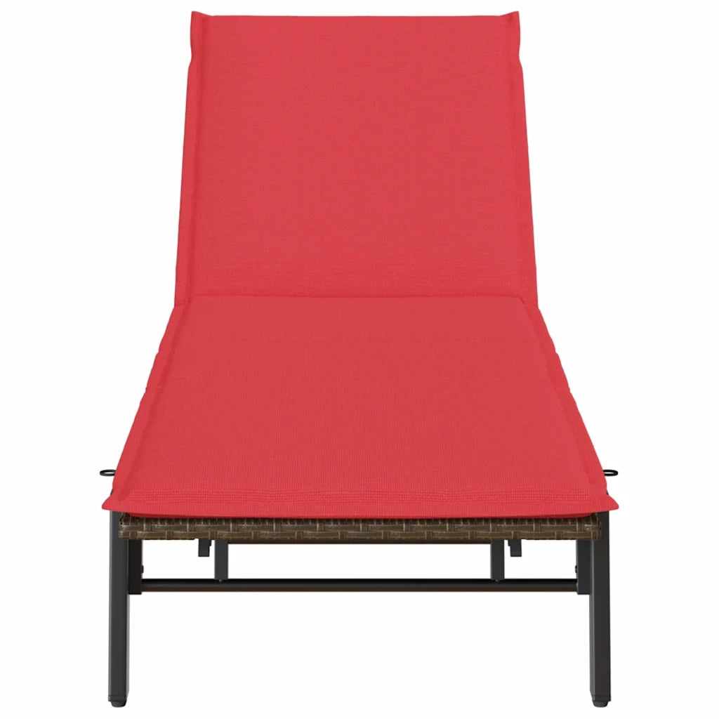 Lettino Prendisole con Cuscino Marrone in Polyrattan 4104085