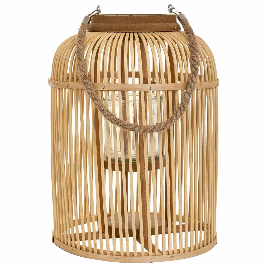 Lanterna portacandele in bambù marrone d27x37h