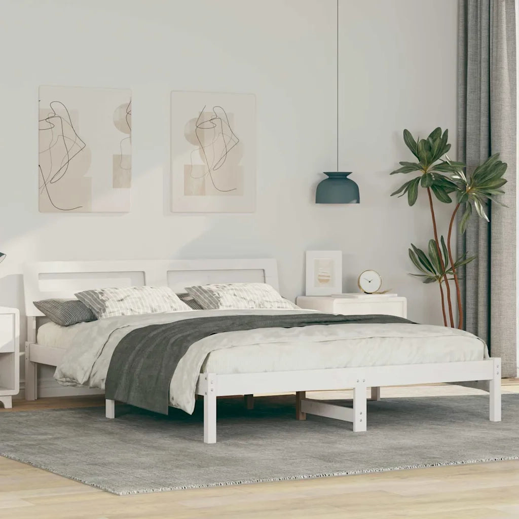 Struttura del letto-Giroletto-Rete del Letto Bianco 140 x 200 cm Pino massello 262337