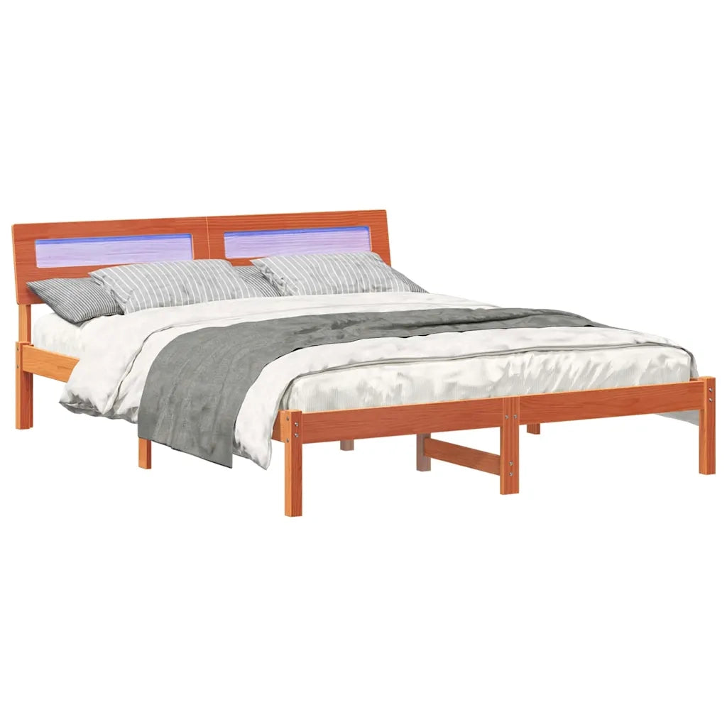 Letto matrimoniale | Letto per adulti | Struttura del letto Marrone cerato 160 x 200 cm Pino massello