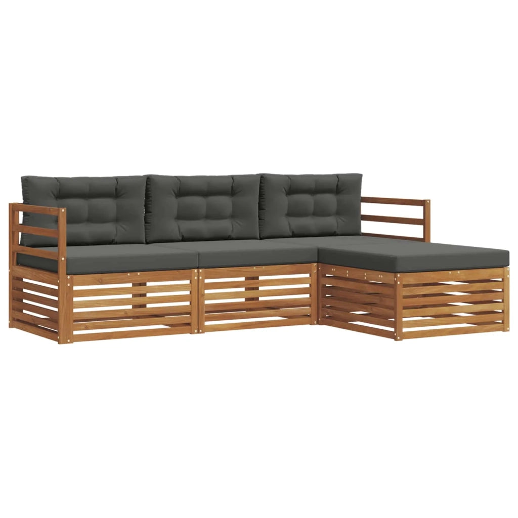 Set di divani da esterno con cuscino 4 pcs Naturale e Antracite 3373242