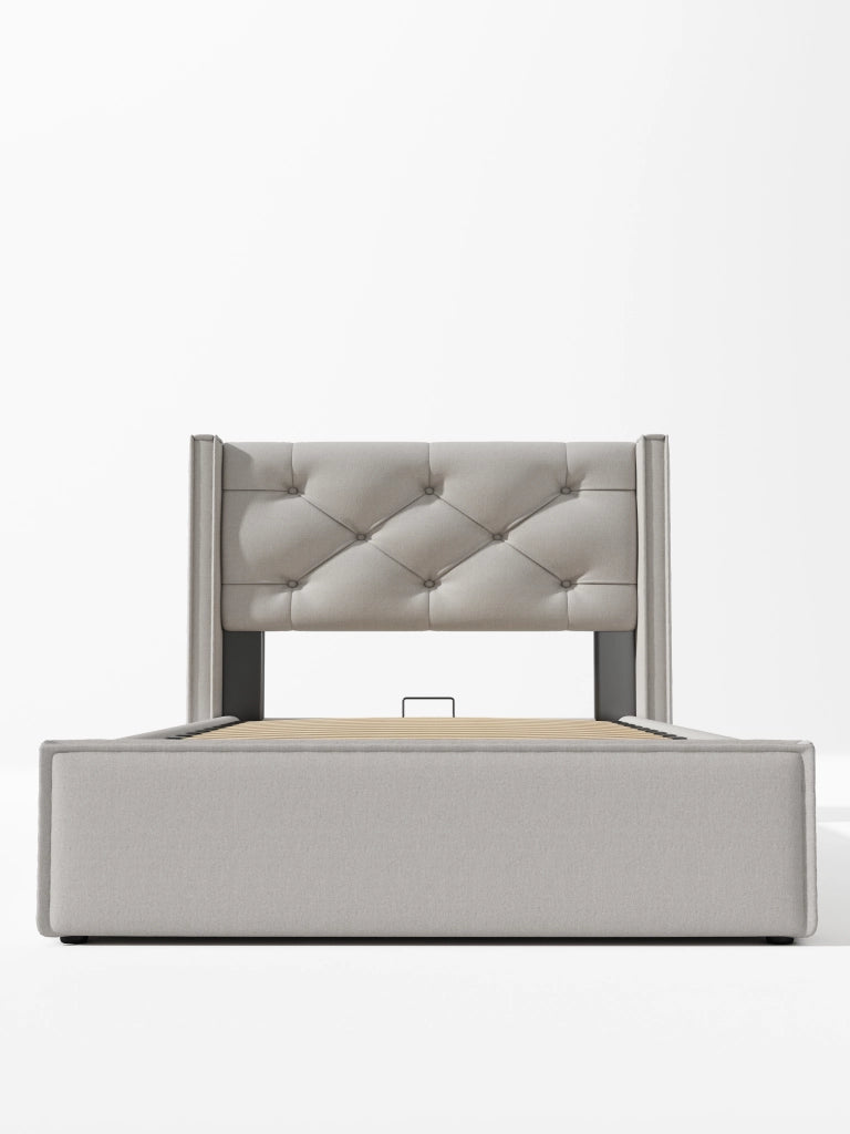 letto imbottito cotone grigio chiaro 90 x 200 cm