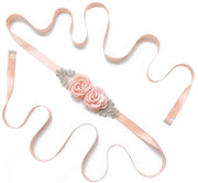 Riem di Sposa con Strass a Fiori - Larghezza 2 cm - Lunghezza 270 cm