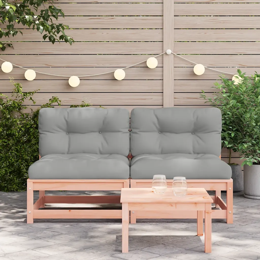 Divani Giardino Senza Braccioli con Cuscini 2 pz Legno Douglas