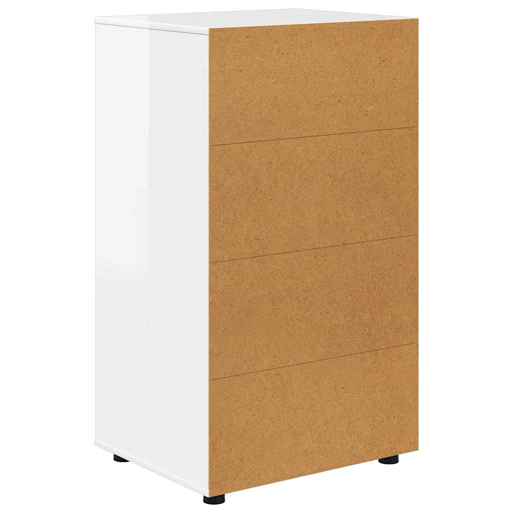 Set di 2 mobili contenitori moderni e funzionali 60 x 48 x 105 cm realizzati in legno ingegnerizzato bianco lucido 02_0056190