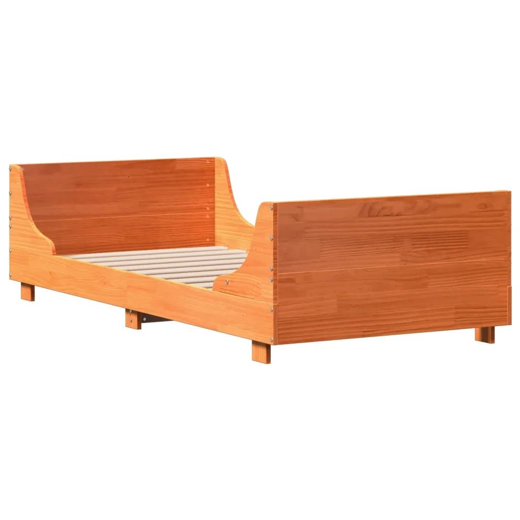 Letto senza Materasso-Struttura Letto Marrone Cera 100x200 cm in Legno di Pino 840598