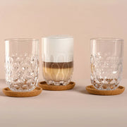 set 3 bicchieri Leonardo in vetro con sottobicchieri 390 ml