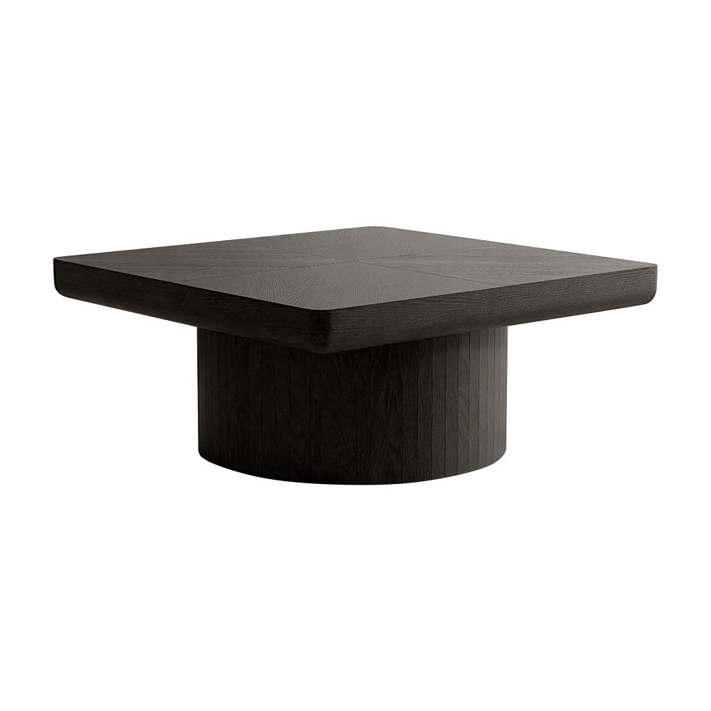 Tavolino da caffè quadrato con piano spesso - per soggiorno - in legno massiccio e MDF - 86.12×85.54×18.04 cm - nero