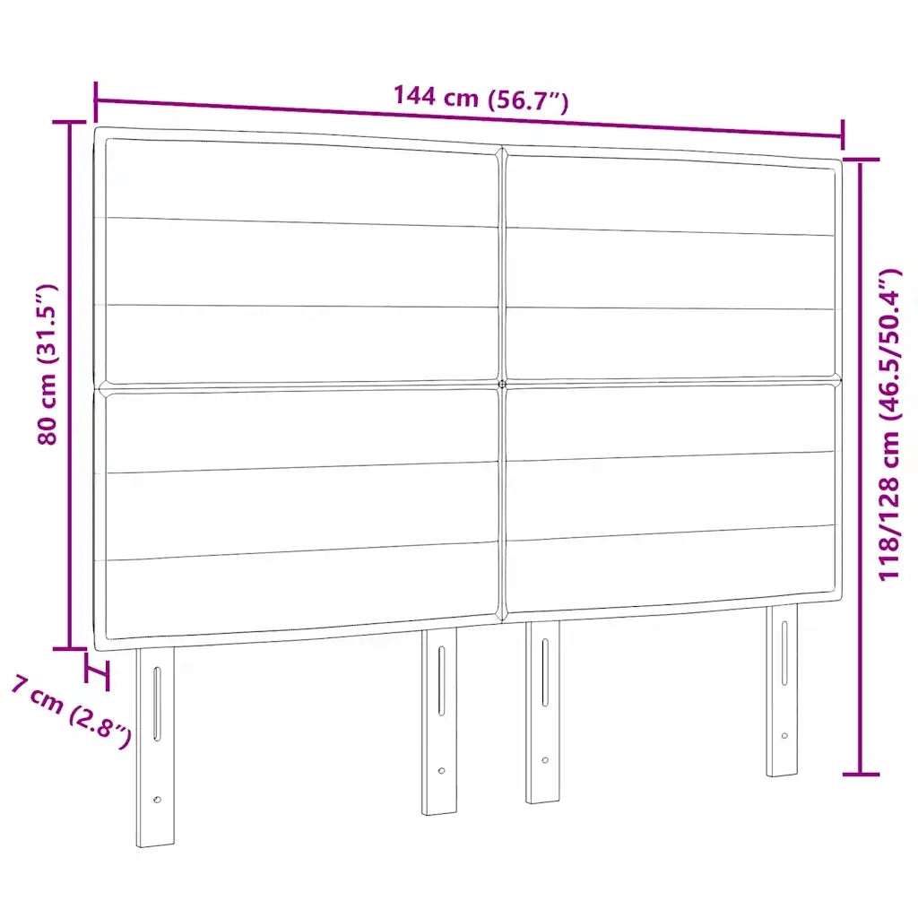 Testiera | Testata LED con strisce LED con Testiera | Testata Nero 144 cm Tessuto
