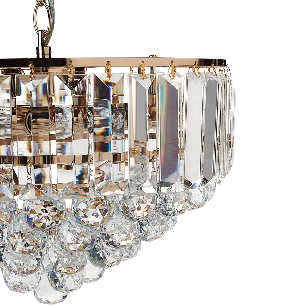Lampadario in metallo dorato ⌀ 40 cm Lampada a sospensione Cristalli di vetro Stile Glamour